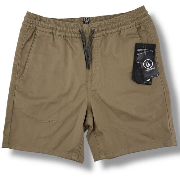 Volcom Frickin Elastic Drawstring Chino Shorts Big Boys Sz Large 6" Inseam - Picture 1 of 5